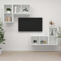 Sieninės televizoriaus spintelės, 4vnt., baltos цена и информация | Тумбы под телевизор | pigu.lt