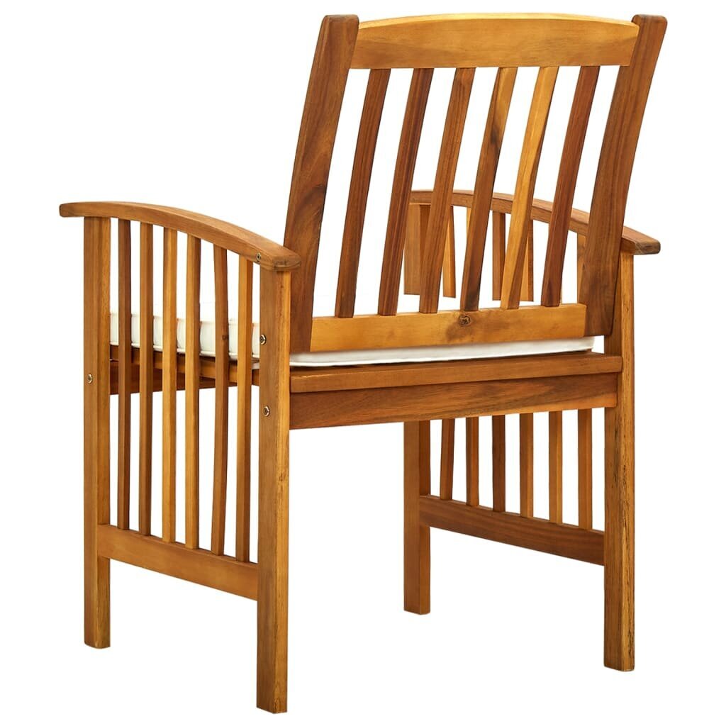 vidaXL Sodo valgomojo kėdės su pagalvėlėmis, 2vnt., akacijos masyvas kaina ir informacija | Lauko kėdės, foteliai, pufai | pigu.lt