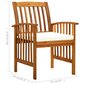vidaXL Sodo valgomojo kėdės su pagalvėlėmis, 3 vnt., akacijos masyvas kaina ir informacija | Lauko kėdės, foteliai, pufai | pigu.lt