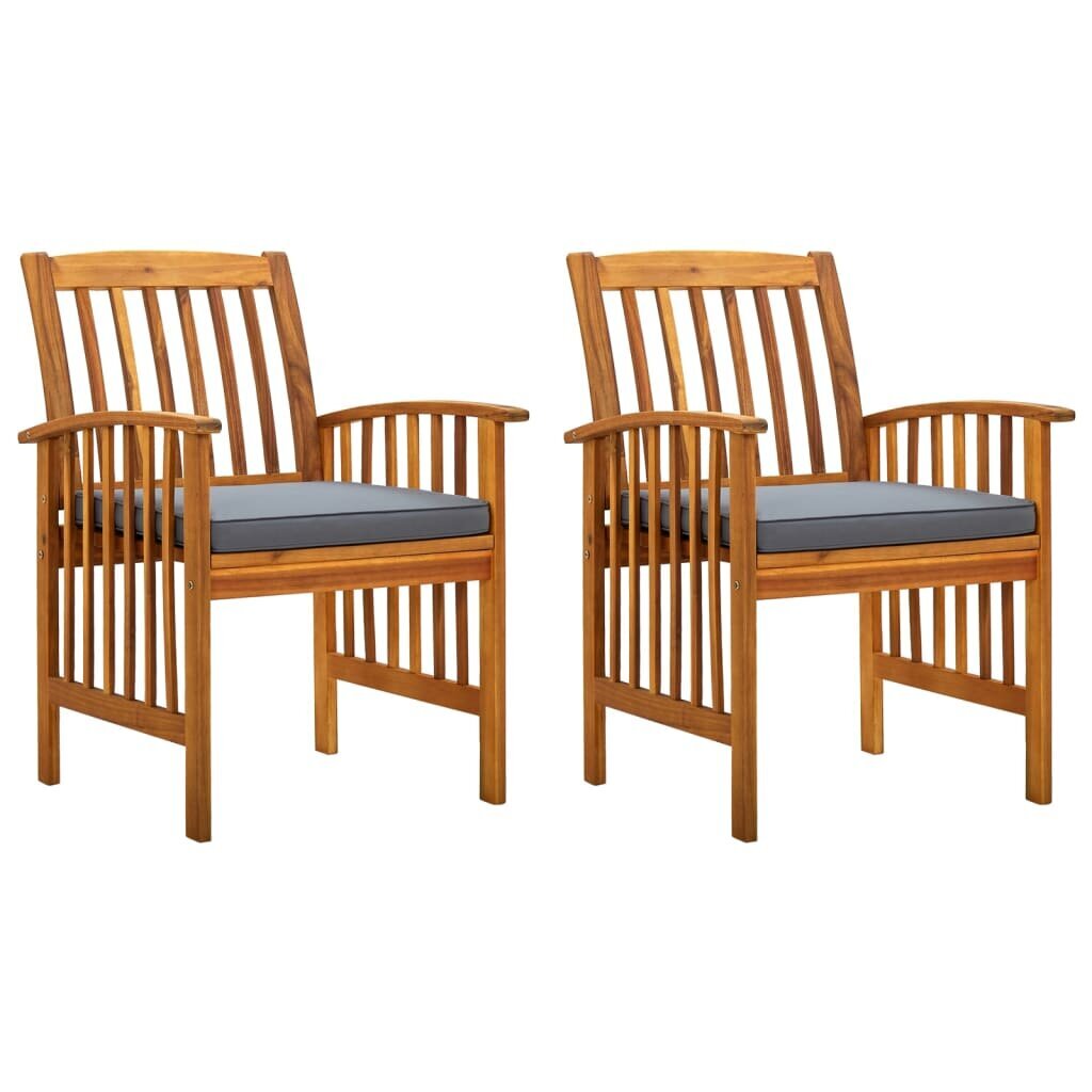 vidaXL Sodo valgomojo kėdės su pagalvėlėmis, 2 vnt., akacijos masyvas kaina ir informacija | Lauko kėdės, foteliai, pufai | pigu.lt