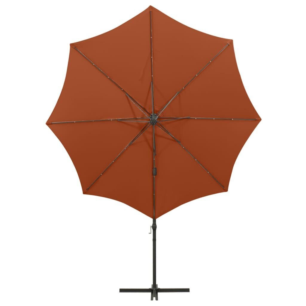 Gembinis skėtis su stulpu ir LED lemputėmis, 300cm kaina ir informacija | Skėčiai, markizės, stovai | pigu.lt
