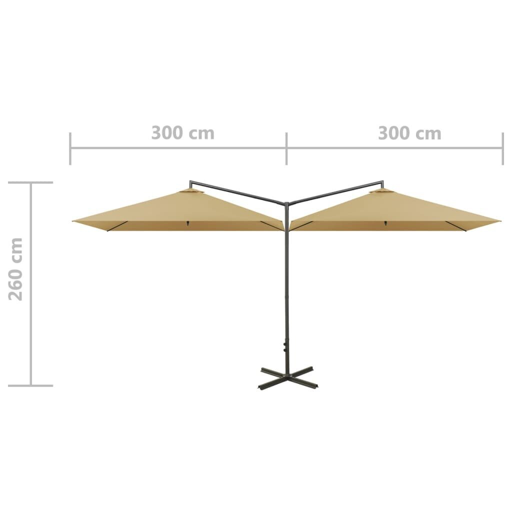 Dvigubas skėtis su plieniniu stulpu, 600x300cm цена и информация | Skėčiai, markizės, stovai | pigu.lt