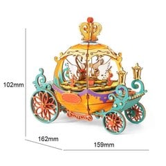 Medinis 3D galvosūkis - muzikinė dėžutė Robotime Pumpkin Carriage, 14 m.+ kaina ir informacija | Konstruktoriai ir kaladėlės | pigu.lt