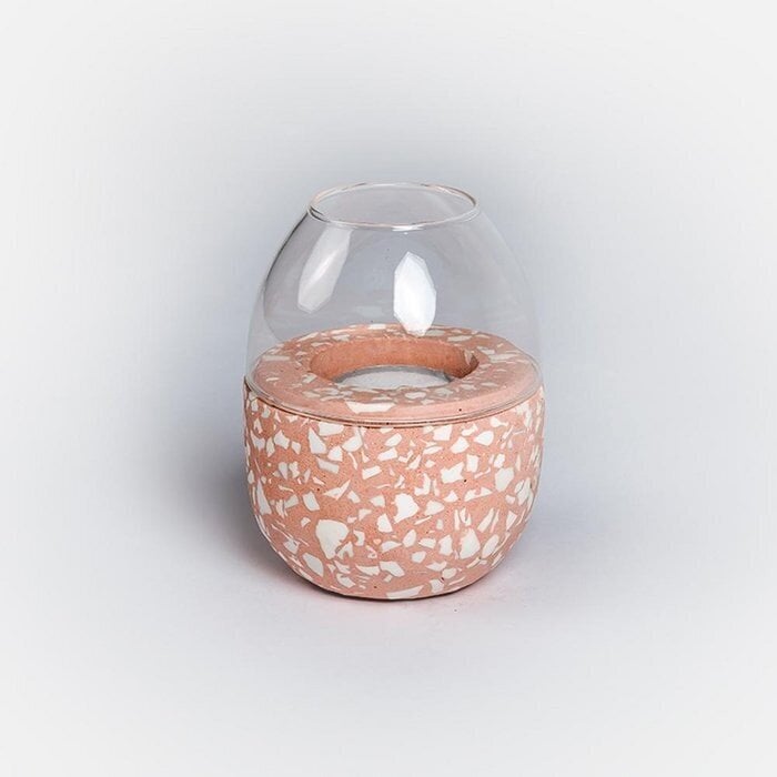 Terrazzo žvakidė stikliniu gaubtu Sola L 14.2cm kaina ir informacija | Žvakės, Žvakidės | pigu.lt
