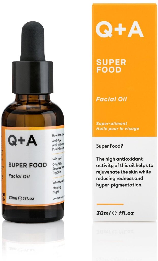 Naktinis veido aliejus Q+A Super Food, 30 ml kaina ir informacija | Veido aliejai, serumai | pigu.lt