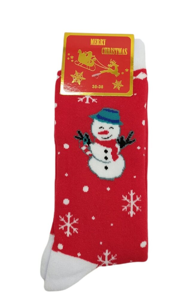 Unisex kalėdinės termo kojinės Merry Christmas sniego senis, raudonos kaina ir informacija | Vyriškos kojinės | pigu.lt
