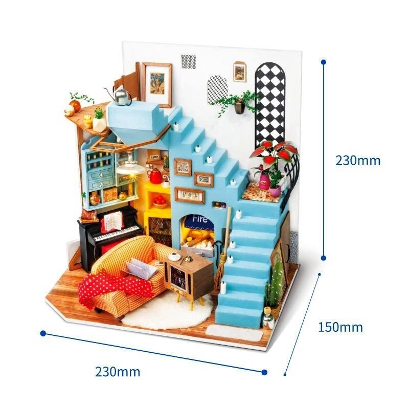 Medinė surenkama miniatiūra Robotime 3D Joy's Peninsula Living Room, 14 m.+ kaina ir informacija | Konstruktoriai ir kaladėlės | pigu.lt