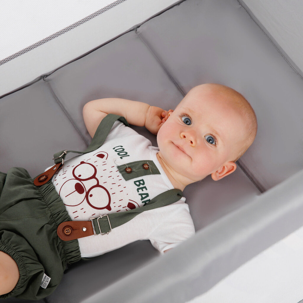 Kelioninė lovytė-maniežas Baby Tiger Viki, pilka kaina ir informacija | Maniežai vaikams | pigu.lt