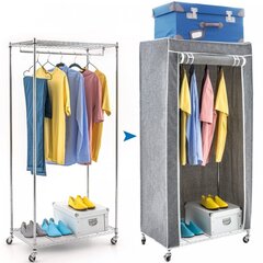 Шкаф для одежды с металлическим каркасом и нетканым чехлом, серый цена и информация | Полки для обуви, банкетки | pigu.lt