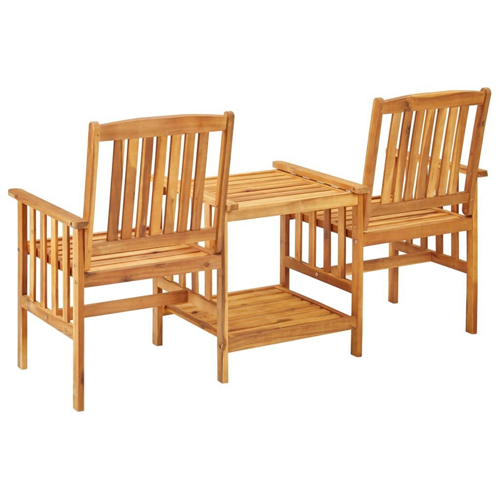 Sodo kėdės su arbatos staliuku ir pagalvėlėmis, rudos kaina ir informacija | Lauko baldų komplektai | pigu.lt