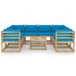 Sodo baldų komplektas su pagalvėlėmis, 9 dalių, rudas kaina ir informacija | Lauko baldų komplektai | pigu.lt
