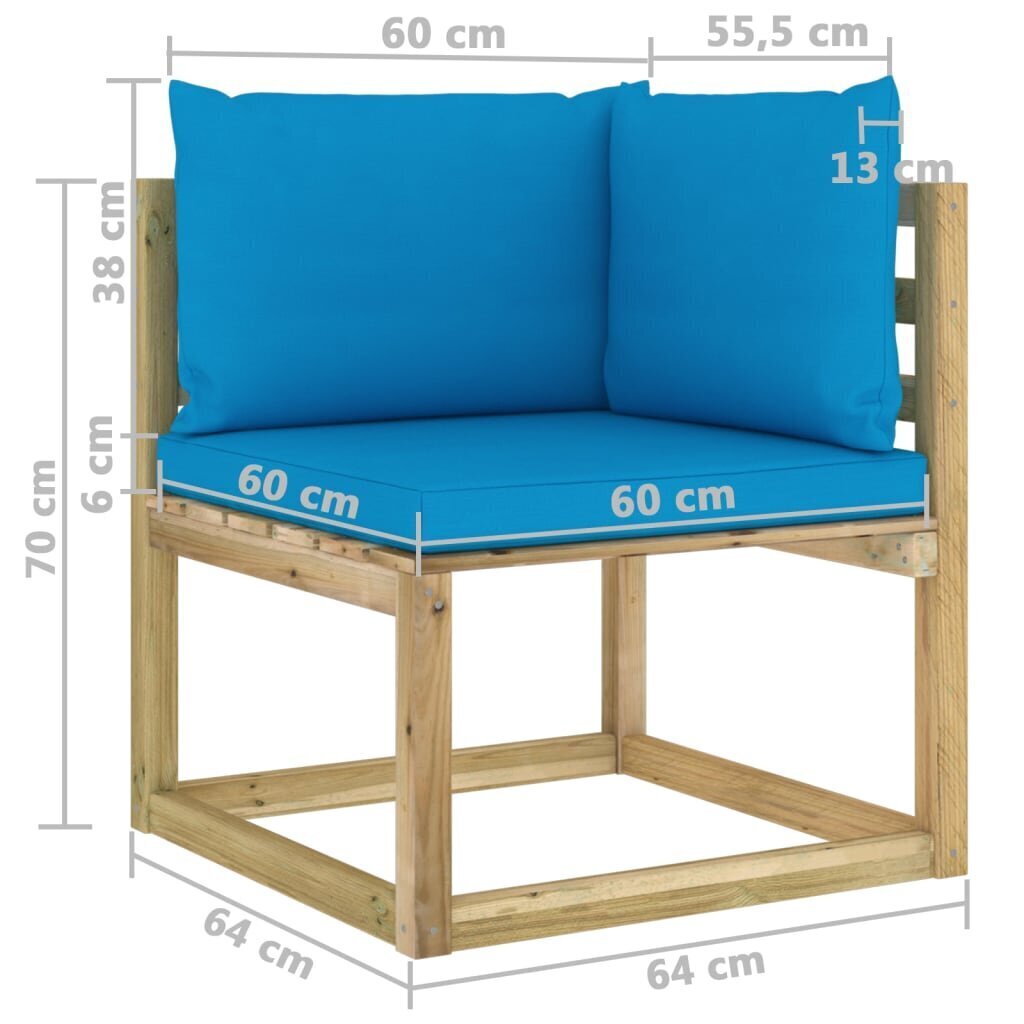 Sodo baldų komplektas su pagalvėlėmis, 9 dalių, rudas kaina ir informacija | Lauko baldų komplektai | pigu.lt