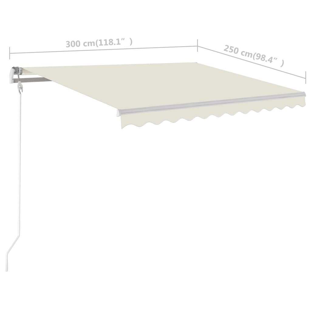 Rankiniu būdu ištraukiama markizė su LED, šviesiai žalia, 3x2.5 m цена и информация | Skėčiai, markizės, stovai | pigu.lt