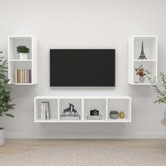 Sieninės televizoriaus spintelės, 4vnt., baltos цена и информация | Тумбы под телевизор | pigu.lt