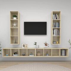 Sieninės televizoriaus spintelės, 4 vnt, rudos kaina ir informacija | TV staliukai | pigu.lt