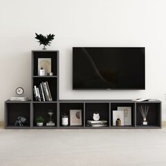 Televizoriaus spintelių komplektas, 3 dalių, pilkasP kaina ir informacija | TV staliukai | pigu.lt