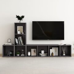 Televizoriaus spintelių komplektas, 3 dalių, pilkas kaina ir informacija | TV staliukai | pigu.lt
