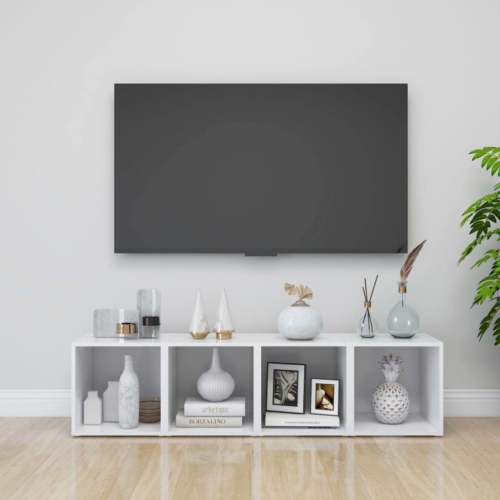 Televizoriaus spintelės, 2 vnt, 37x35x37 cm, baltos kaina ir informacija | TV staliukai | pigu.lt