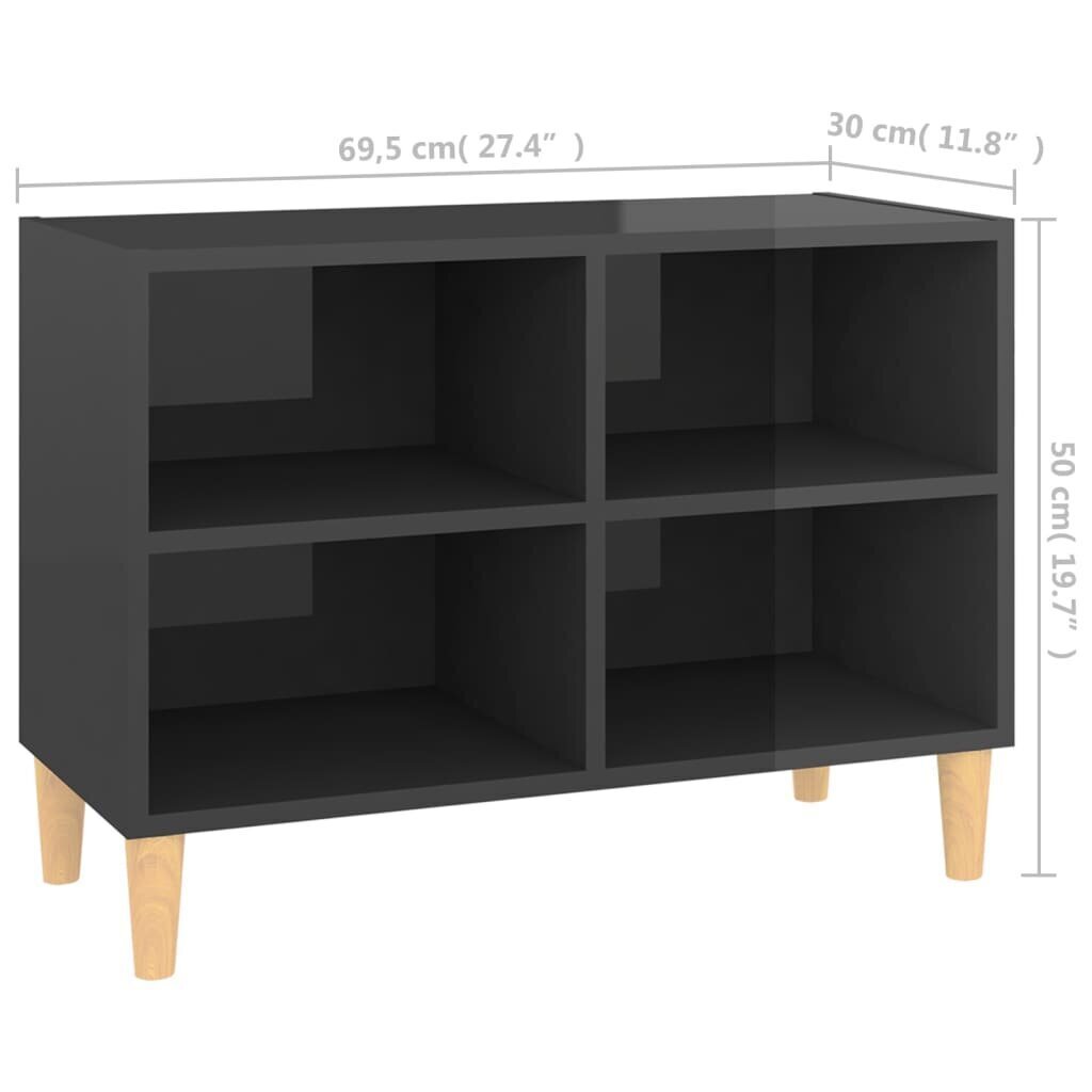 TV spintelė su medinėmis kojelėmis, 69,5x30x50 cm, pilka kaina ir informacija | TV staliukai | pigu.lt