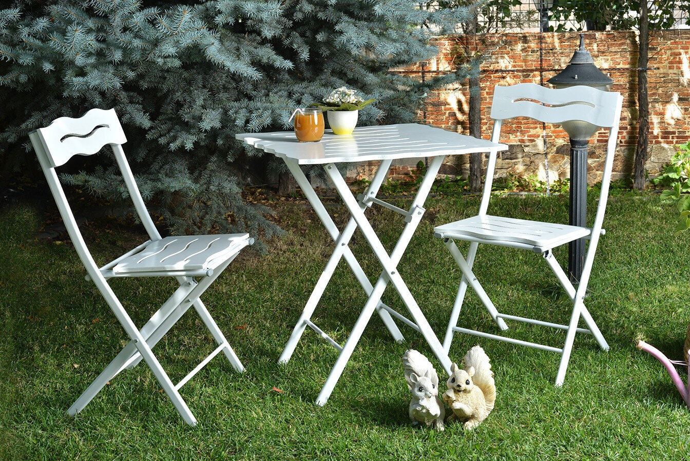 Lauko baldų komplektas Kalune Design Bistro Set 1, baltas kaina ir informacija | Lauko baldų komplektai | pigu.lt