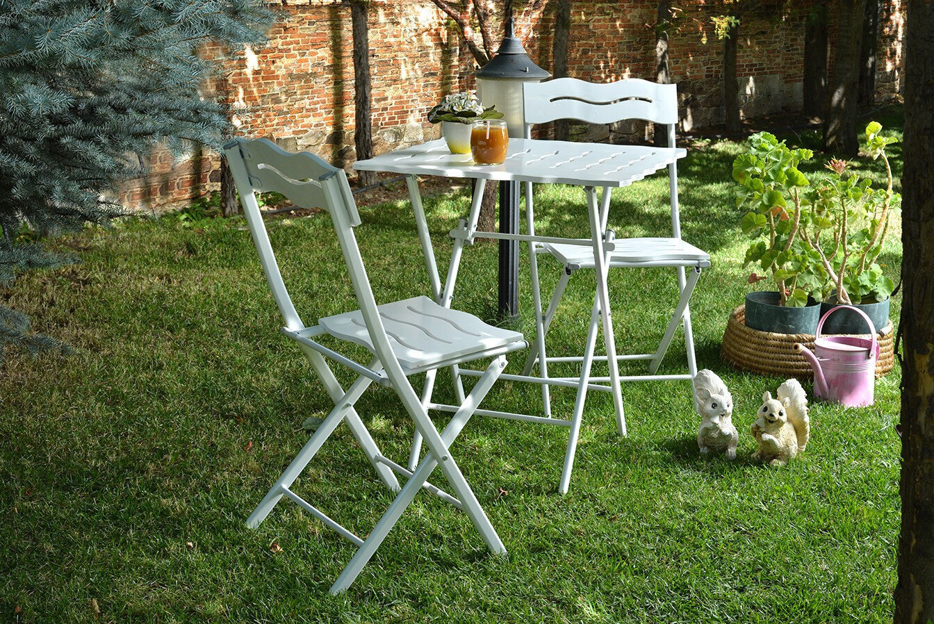 Lauko baldų komplektas Kalune Design Bistro Set 1, baltas цена и информация | Lauko baldų komplektai | pigu.lt