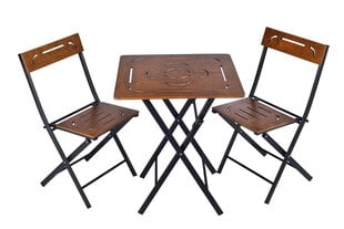Комплект мебели в сад  Kalune Design Bistro Set 3, коричневый/черный цена и информация | Комплекты уличной мебели | pigu.lt