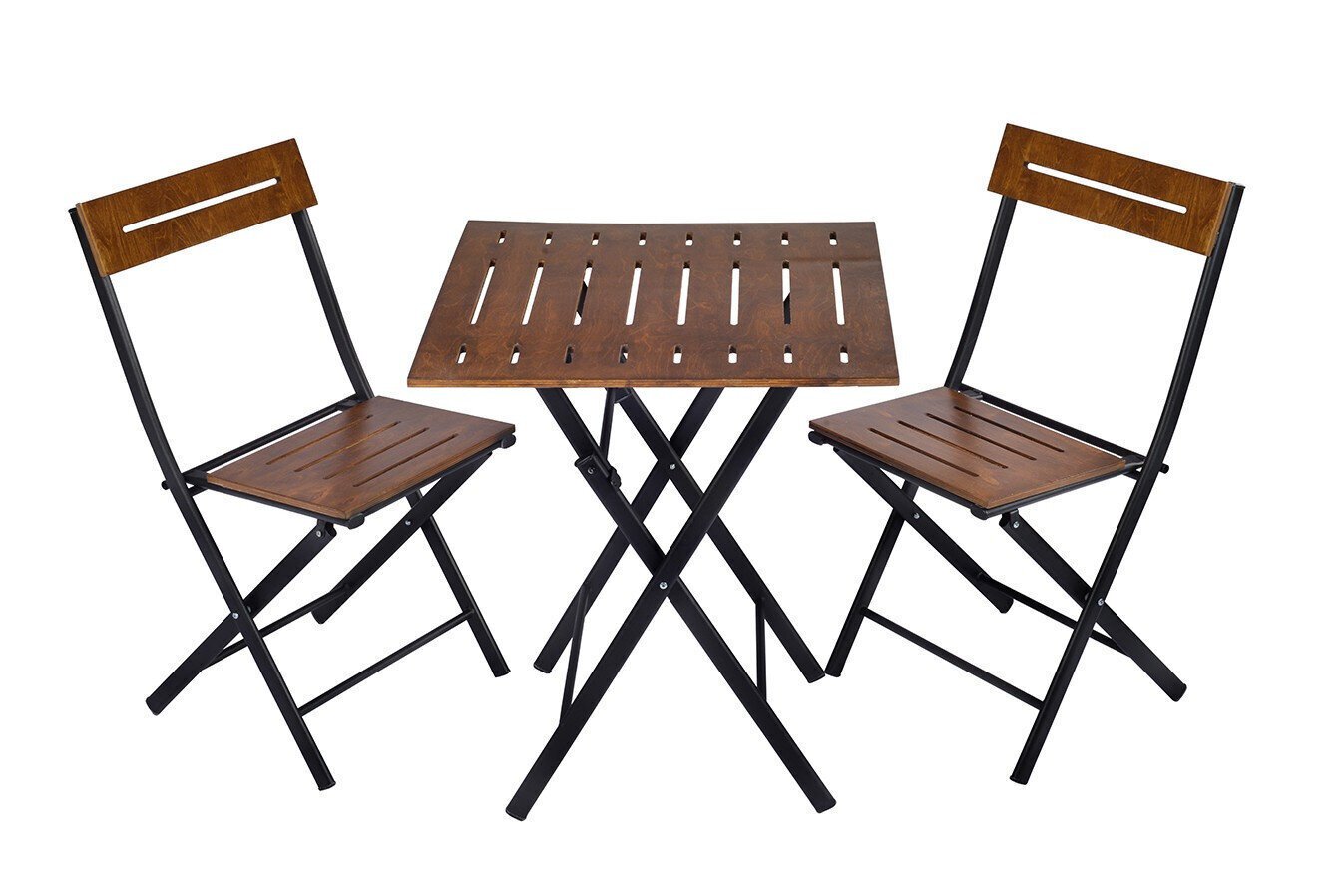 Lauko baldų komplektas Kalune Design Bistro Set 4, rudas/juodas kaina ir informacija | Lauko baldų komplektai | pigu.lt