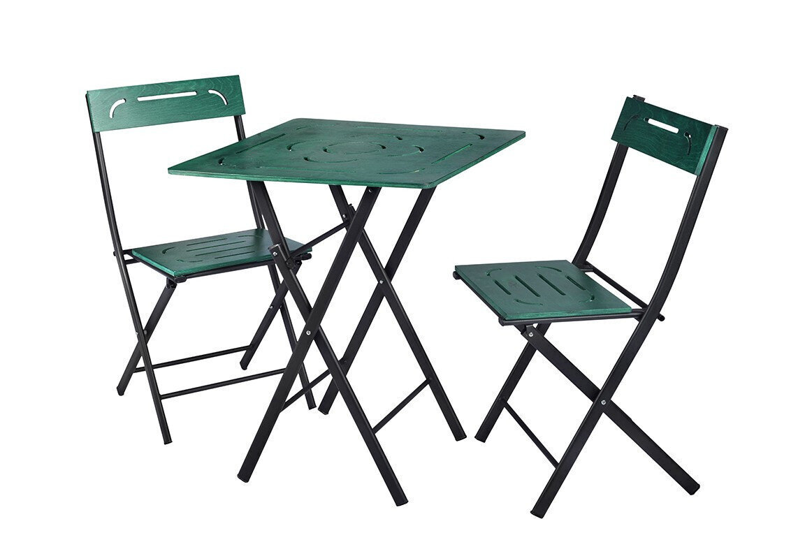 Lauko baldų komplektas Kalune Design Bistro Set 5, žalias/juodas kaina ir informacija | Lauko baldų komplektai | pigu.lt