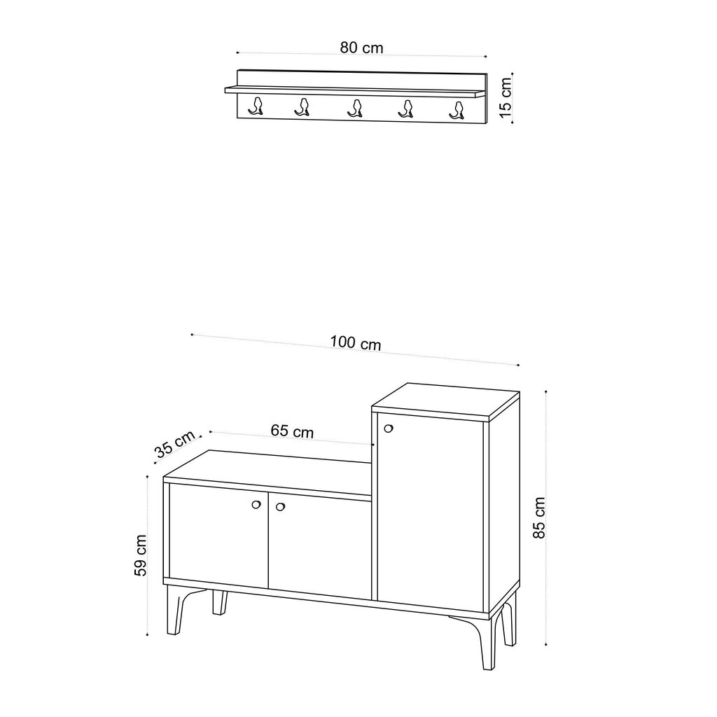 Prieškambario komplektas Kalune Design Simon, rudas kaina ir informacija | Prieškambario komplektai | pigu.lt