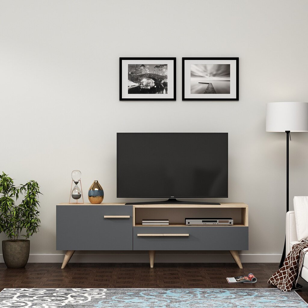 TV staliukas Kalune Design Zera, pilkas/rudas kaina ir informacija | TV staliukai | pigu.lt