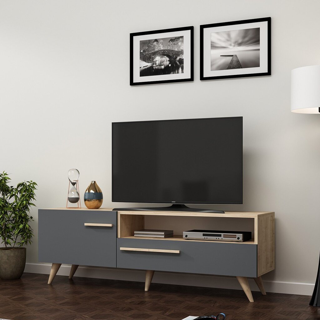 TV staliukas Kalune Design Zera, pilkas/rudas kaina ir informacija | TV staliukai | pigu.lt