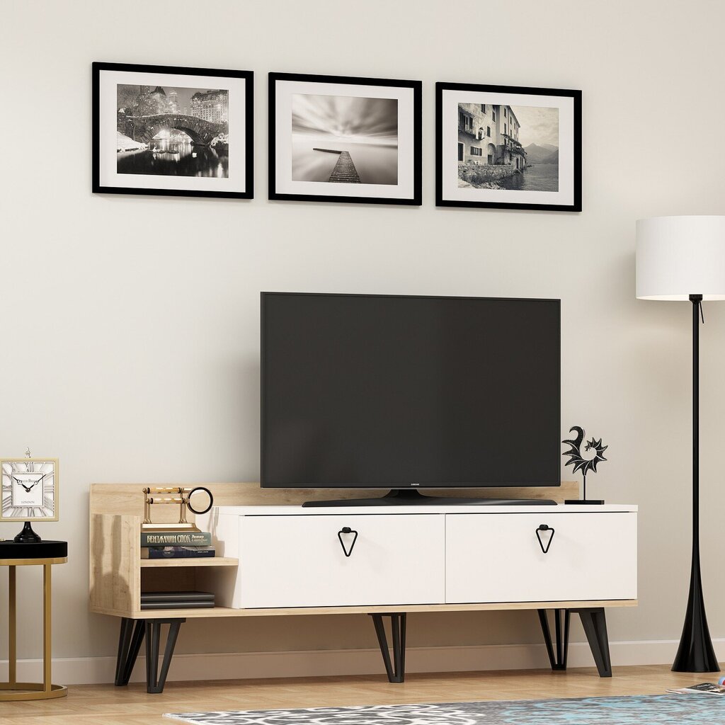 TV staliukas Kalune Design Mia, baltas/rudas kaina ir informacija | TV staliukai | pigu.lt