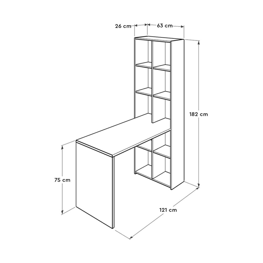 Rašomasis stalas Kalune Design CMU-206-DD-1, baltas kaina ir informacija | Kompiuteriniai, rašomieji stalai | pigu.lt