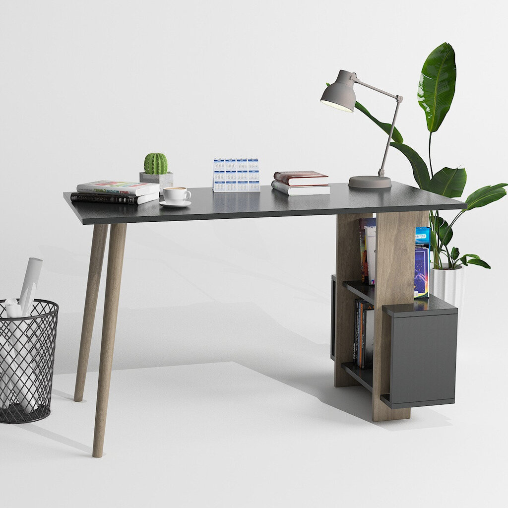 Rašomasis stalas Kalune Design Lagomood Side, rudas/pilkas цена и информация | Kompiuteriniai, rašomieji stalai | pigu.lt