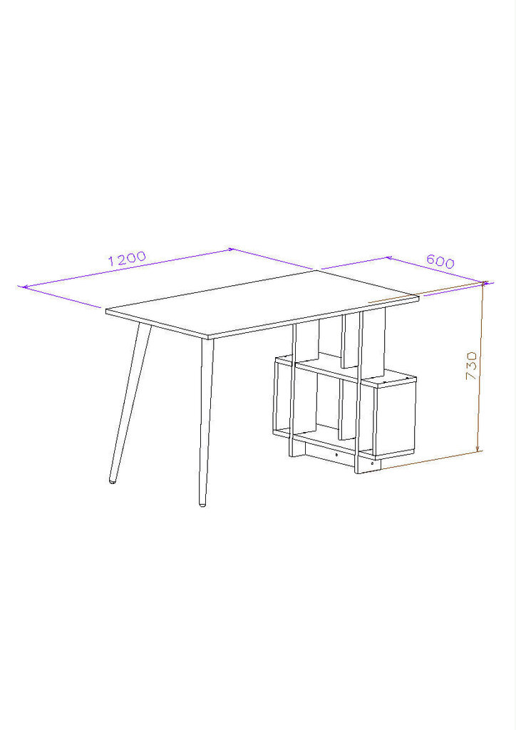 Rašomasis stalas Kalune Design Lagomood Side, rudas/pilkas цена и информация | Kompiuteriniai, rašomieji stalai | pigu.lt