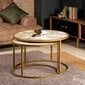 2-jų staliukų komplektas Kalune Design Tambur, auksinės spalvos цена и информация | Kavos staliukai | pigu.lt