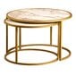 2-jų staliukų komplektas Kalune Design Tambur, auksinės spalvos kaina ir informacija | Kavos staliukai | pigu.lt