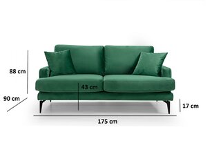 Dvivietė sofa Kalune Design Papira, žalia kaina ir informacija | Sofos | pigu.lt