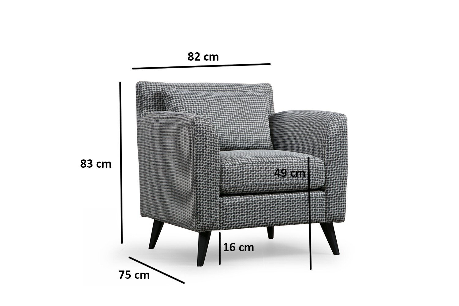 Fotelis Kalune Design Nordic, juodas/baltas kaina ir informacija | Svetainės foteliai | pigu.lt