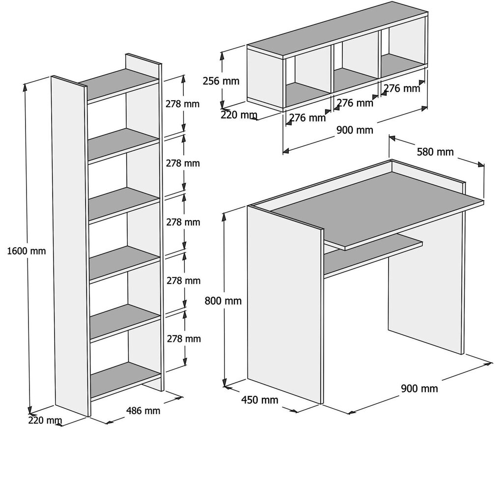 Rašomasis stalas su lentynomis Kalune Design Matilda, baltas цена и информация | Kompiuteriniai, rašomieji stalai | pigu.lt