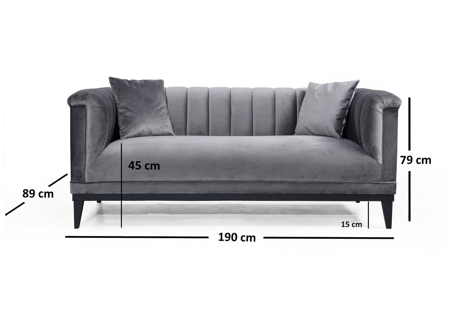 Sofa Kalune Design Trendy, tamsiai pilka kaina ir informacija | Sofos | pigu.lt