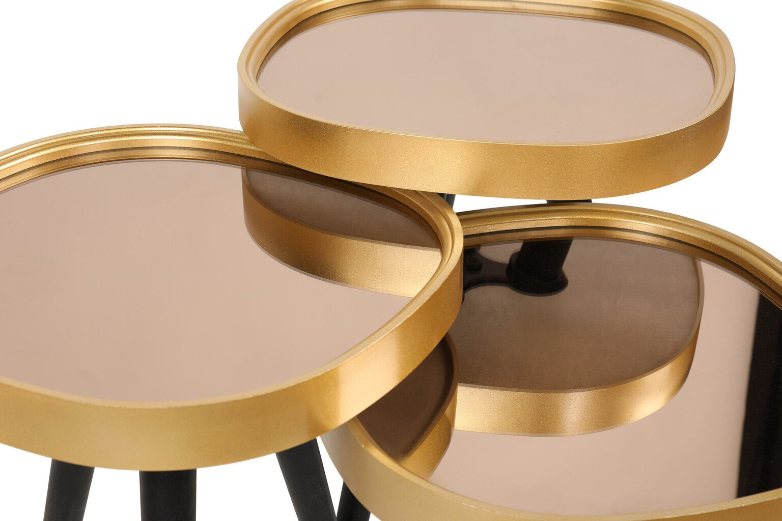 3-jų staliukų komplektas Kalune Design Alys, auksinės spalvos/juodos цена и информация | Kavos staliukai | pigu.lt