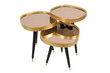 3-jų staliukų komplektas Kalune Design Alys, auksinės spalvos/juodos kaina ir informacija | Kavos staliukai | pigu.lt