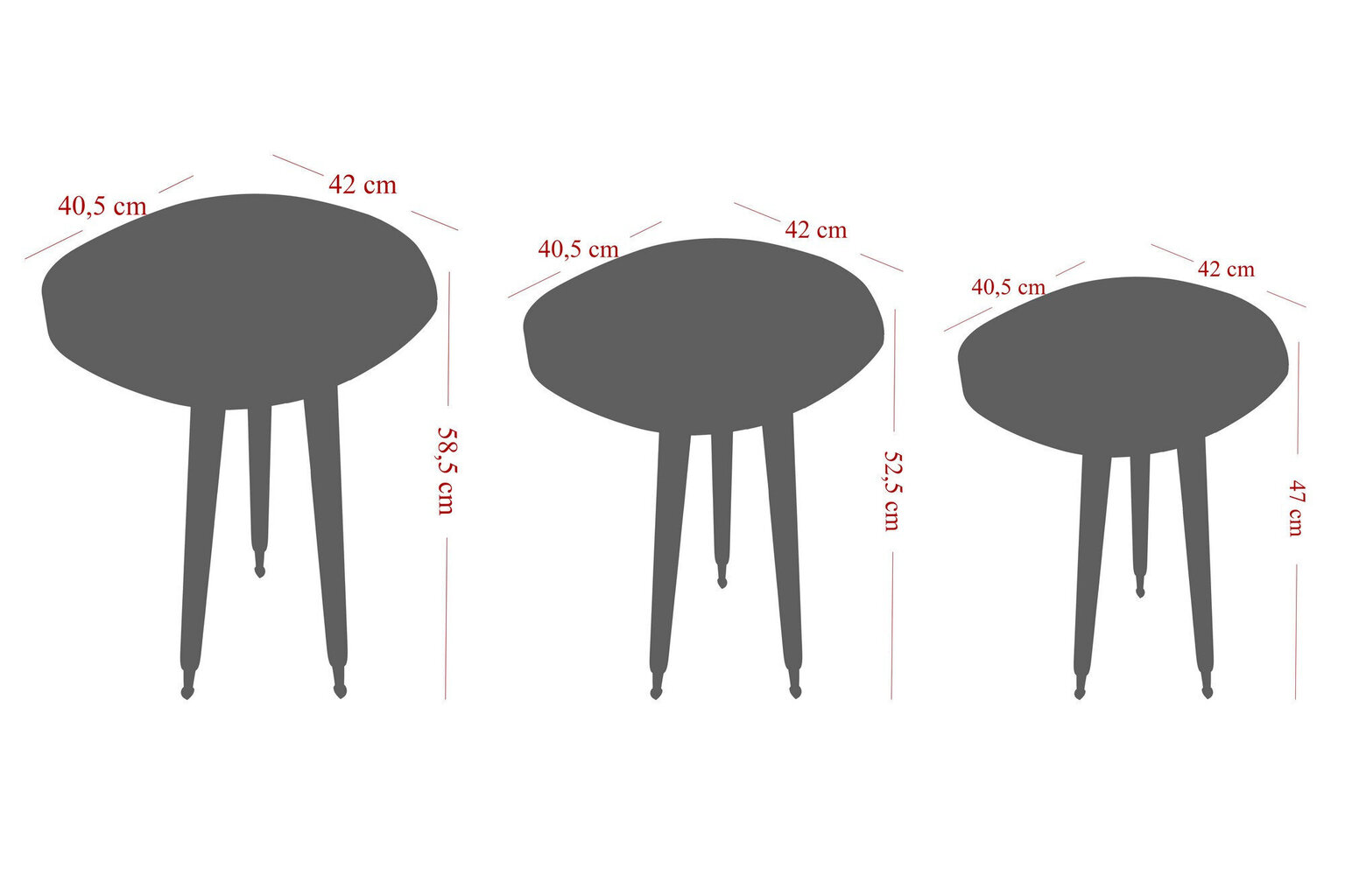 3-jų staliukų komplektas Kalune Design Alys, auksinės spalvos/juodos kaina ir informacija | Kavos staliukai | pigu.lt