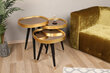 3-jų staliukų komplektas Kalune Design Alys, auksinės spalvos/juodos kaina ir informacija | Kavos staliukai | pigu.lt