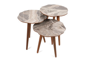 3-jų staliukų komplektas Kalune Design Qubec, rudas/pilkas kaina ir informacija | Kavos staliukai | pigu.lt
