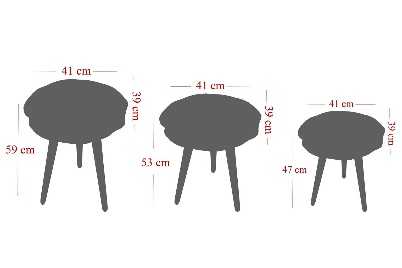 3-jų staliukų komplektas Kalune Design Qubec, rudas/pilkas kaina ir informacija | Kavos staliukai | pigu.lt