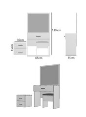 Kosmetinis staliukas Kalune Design Nice, baltas kaina ir informacija | Kosmetiniai staliukai | pigu.lt