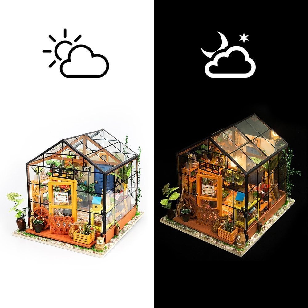 Medinė surenkama miniatiūra Robotime 3D Cathy's Flower House kaina ir informacija | Konstruktoriai ir kaladėlės | pigu.lt