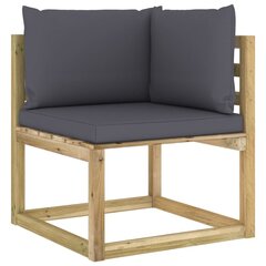 Kampinė sodo sofa su pagalvėlėmis, pilka kaina ir informacija | Lauko kėdės, foteliai, pufai | pigu.lt